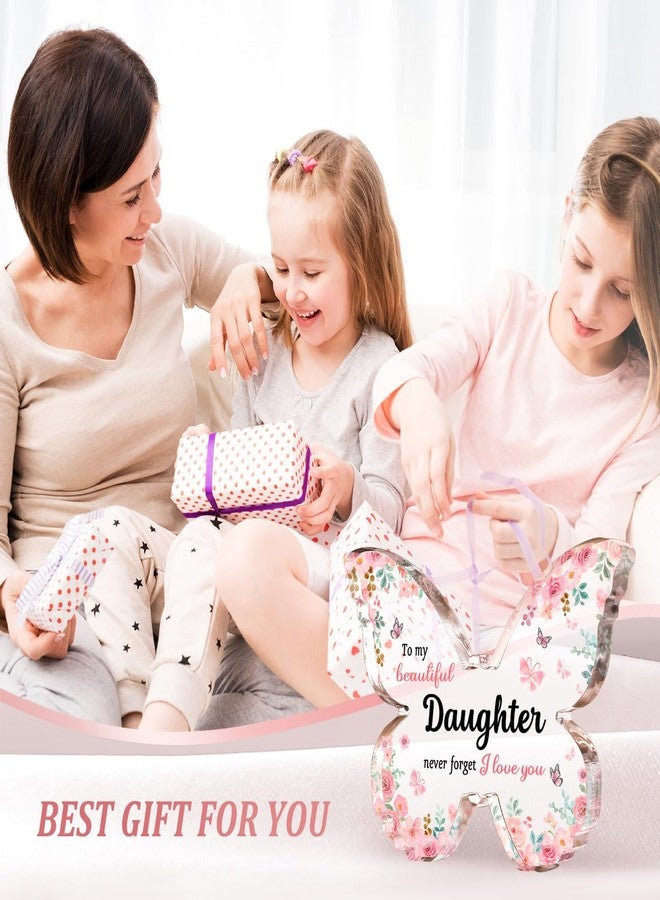 GiftyTrove Daughter Gifts from Mom Dad, 5x3.8x0.6 Inch Butterfly-Shaped Acrylic Plaque Decor, Mothers Day Valentines Day Christmas Birthday Gifts for Daughter - Image 3